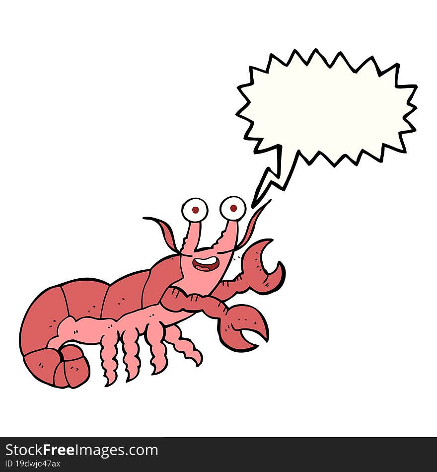 freehand drawn speech bubble cartoon lobster