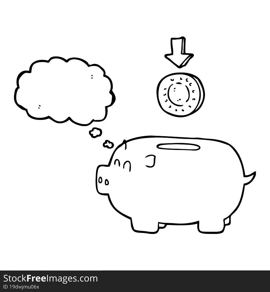 thought bubble cartoon piggy bank