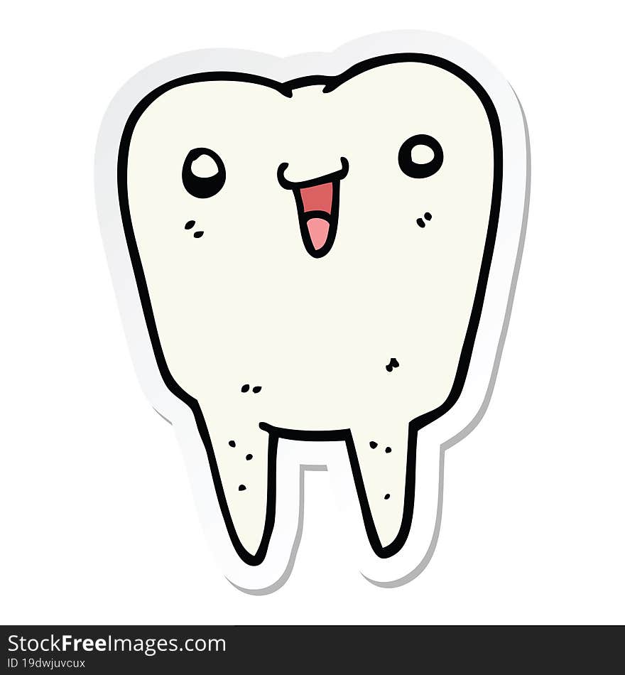 Sticker Of A Cartoon Tooth