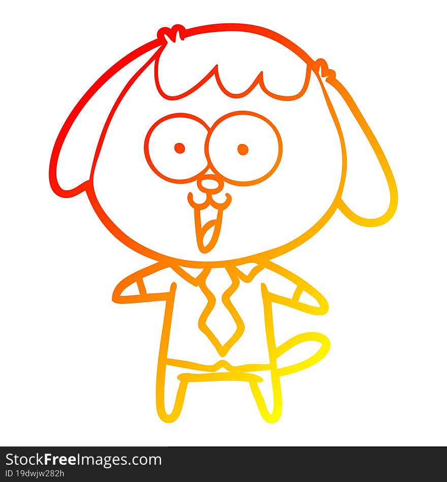 Warm Gradient Line Drawing Cute Cartoon Dog