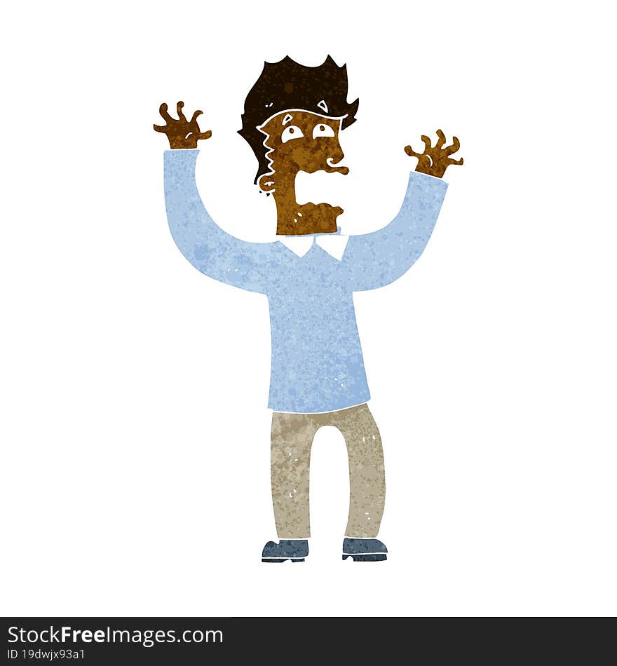 Cartoon Terrified Man