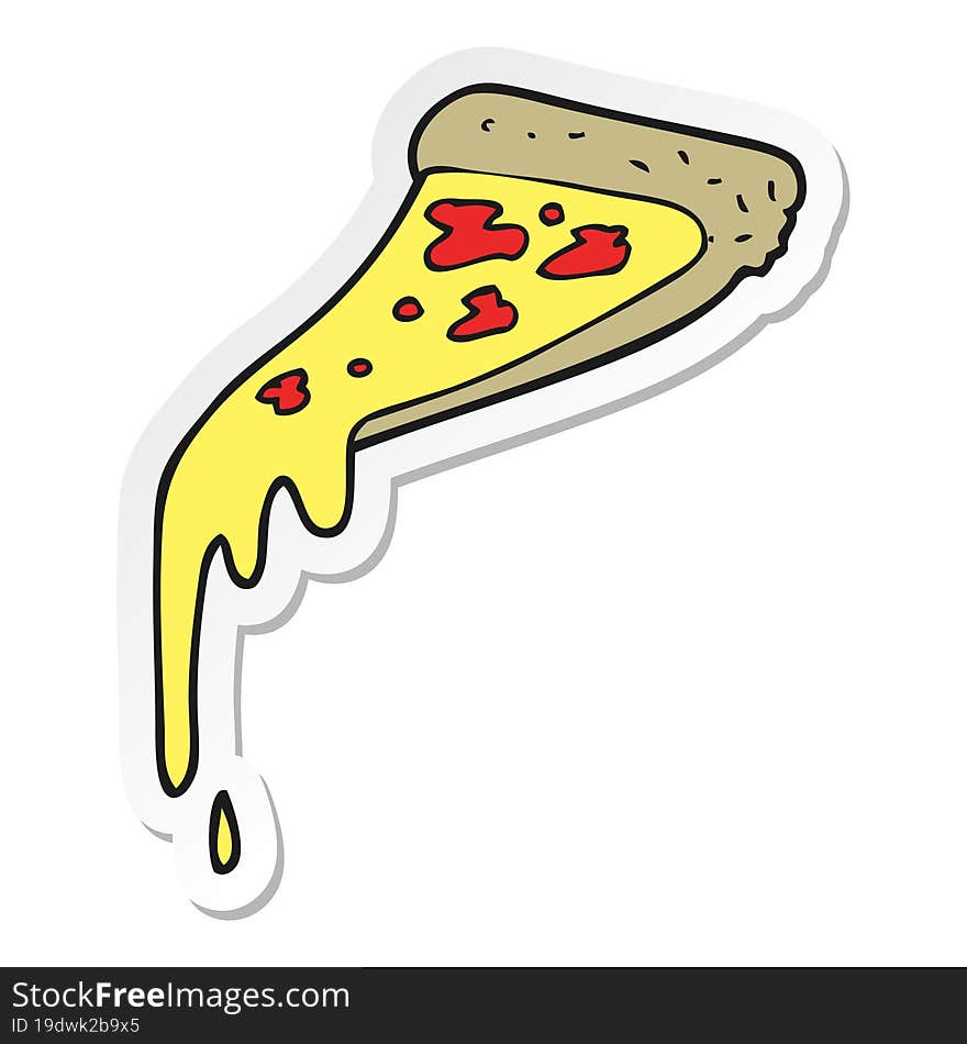 sticker of a cartoon pizza slice