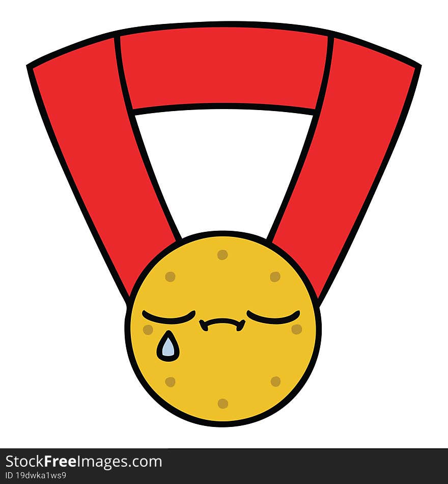 cute cartoon of a gold medal. cute cartoon of a gold medal