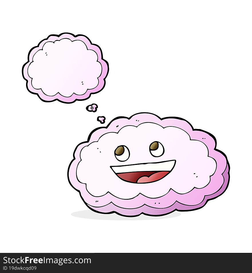 cartoon decorative cloud with thought bubble