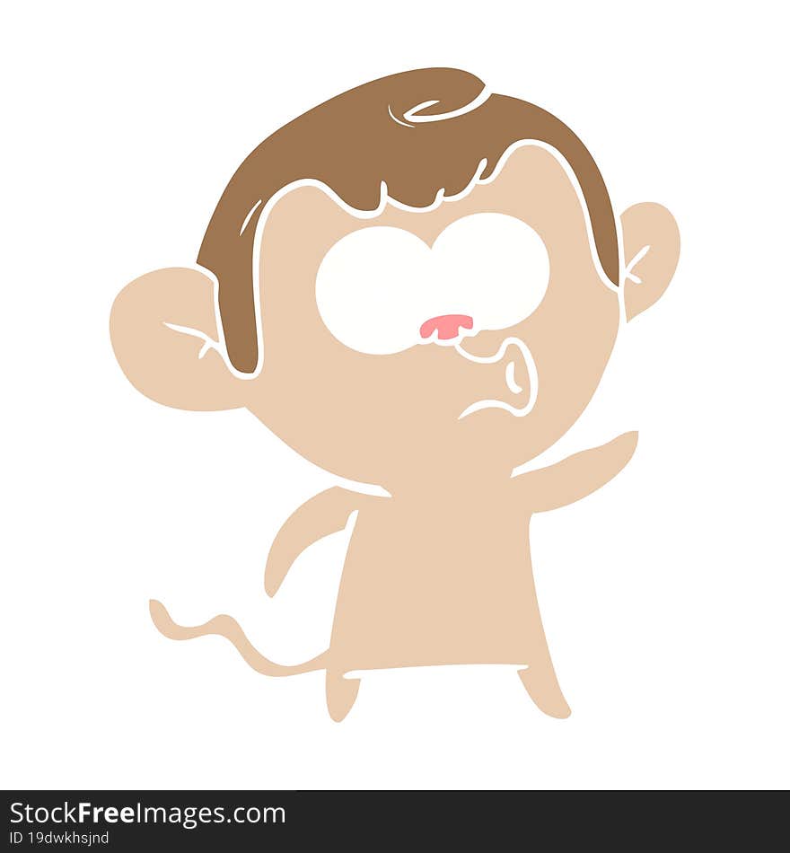 flat color style cartoon hooting monkey