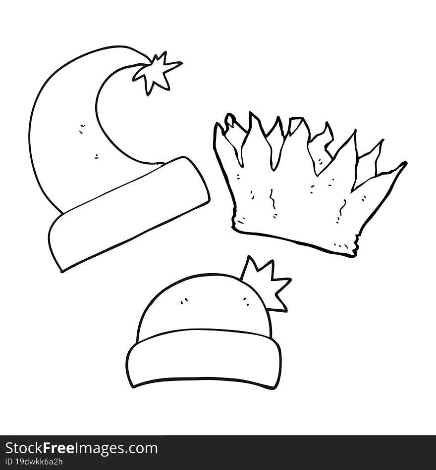 Black And White Cartoon Christmas Hats