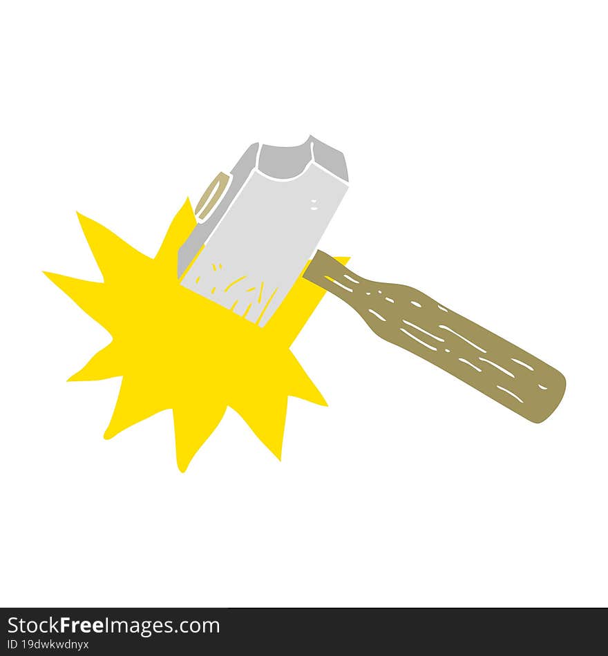 flat color illustration of a cartoon mallet