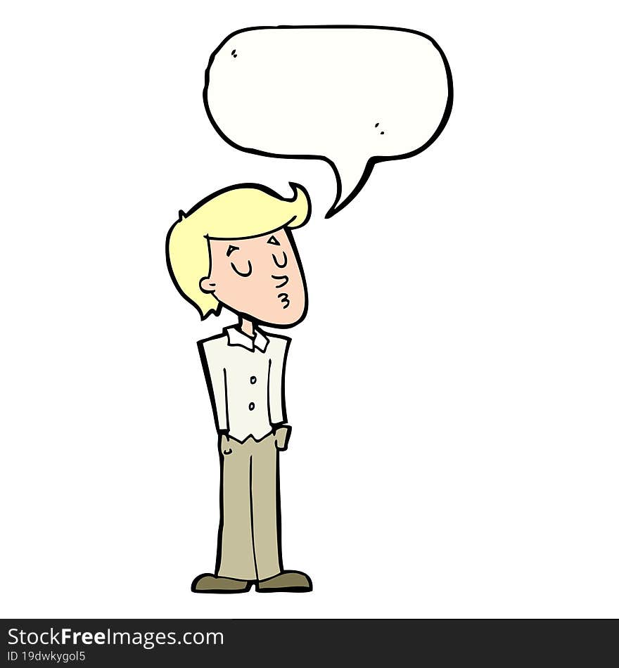 cartoon calm man with speech bubble