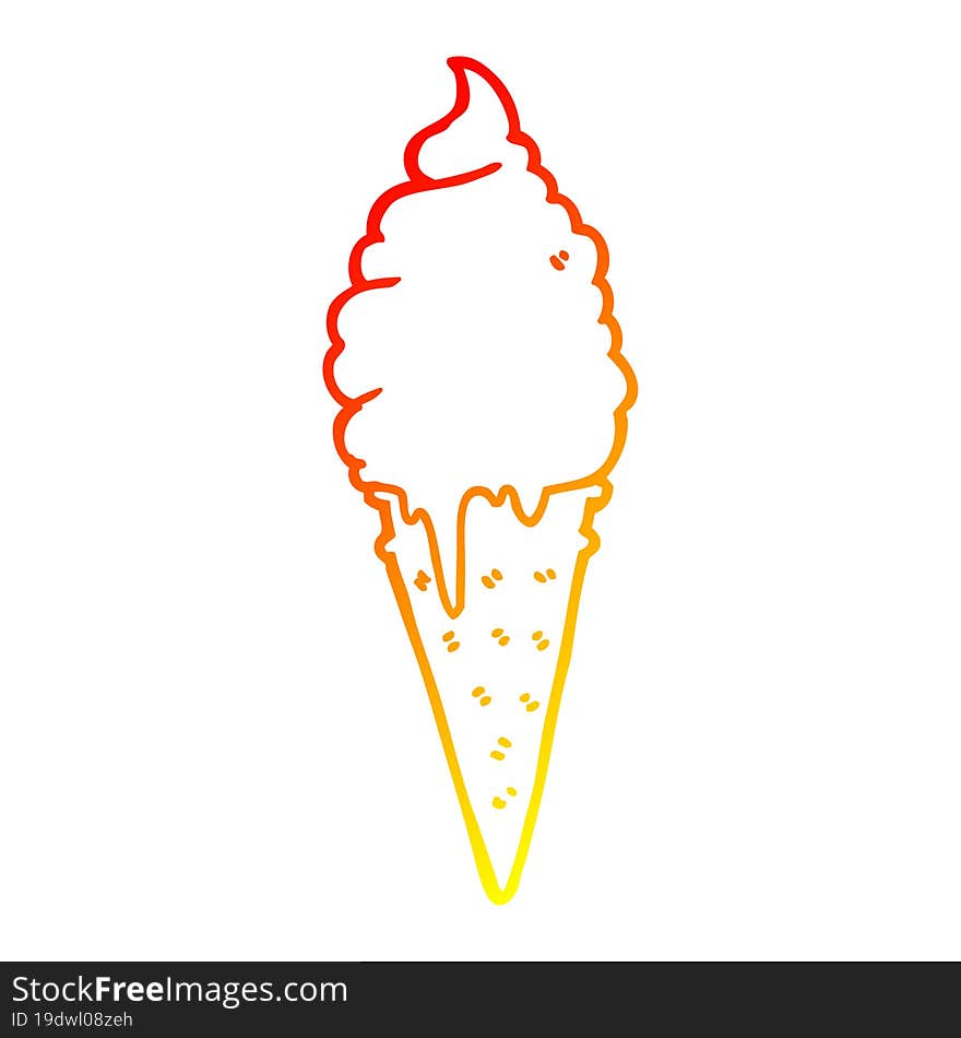 warm gradient line drawing cartoon ice cream