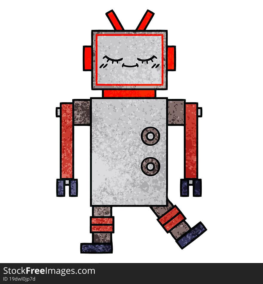 Retro Grunge Texture Cartoon Robot