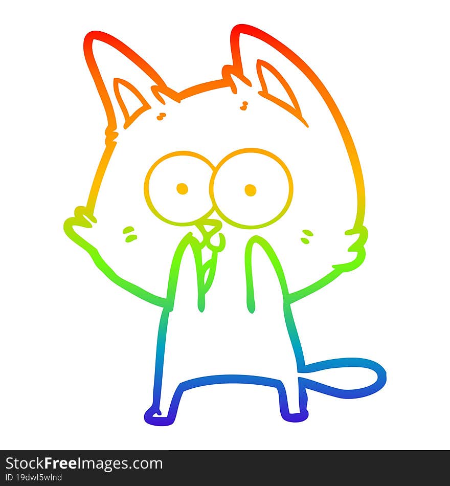 rainbow gradient line drawing funny cartoon cat