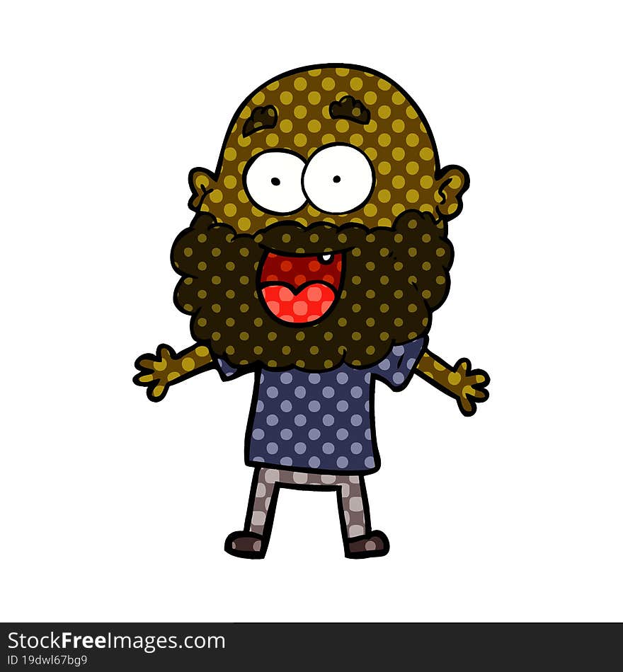 cartoon crazy happy man with beard. cartoon crazy happy man with beard