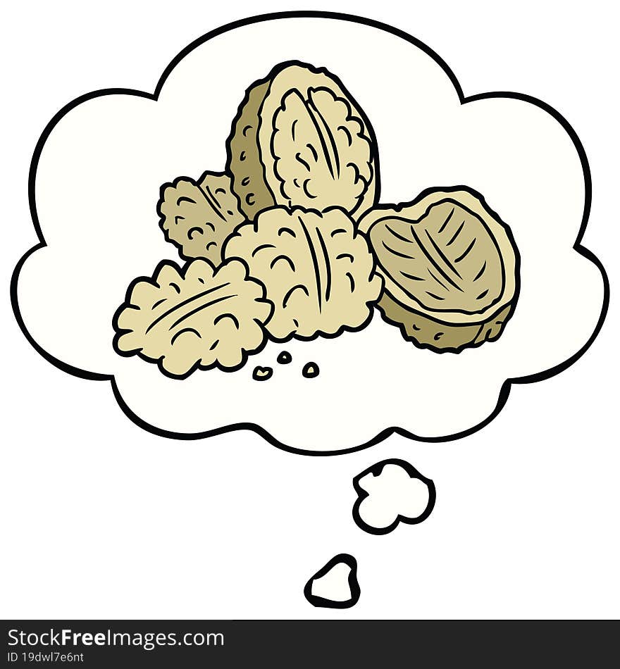 Cartoon Walnuts And Thought Bubble