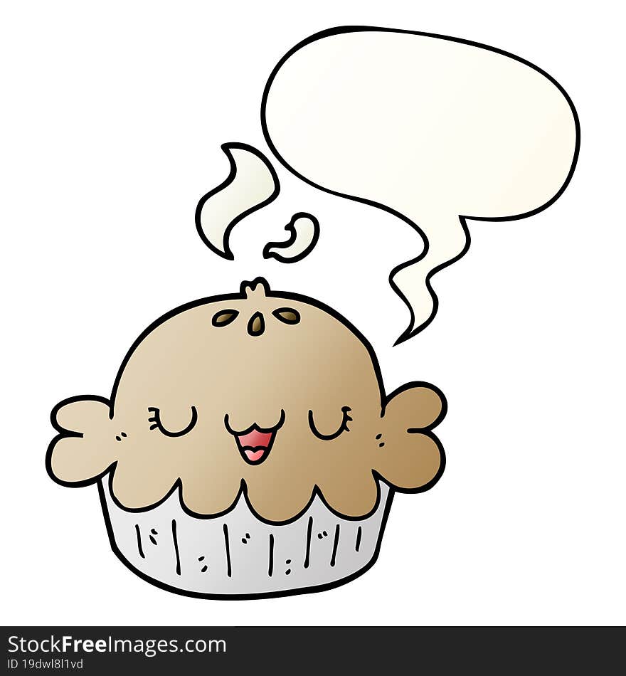 cute cartoon pie and speech bubble in smooth gradient style