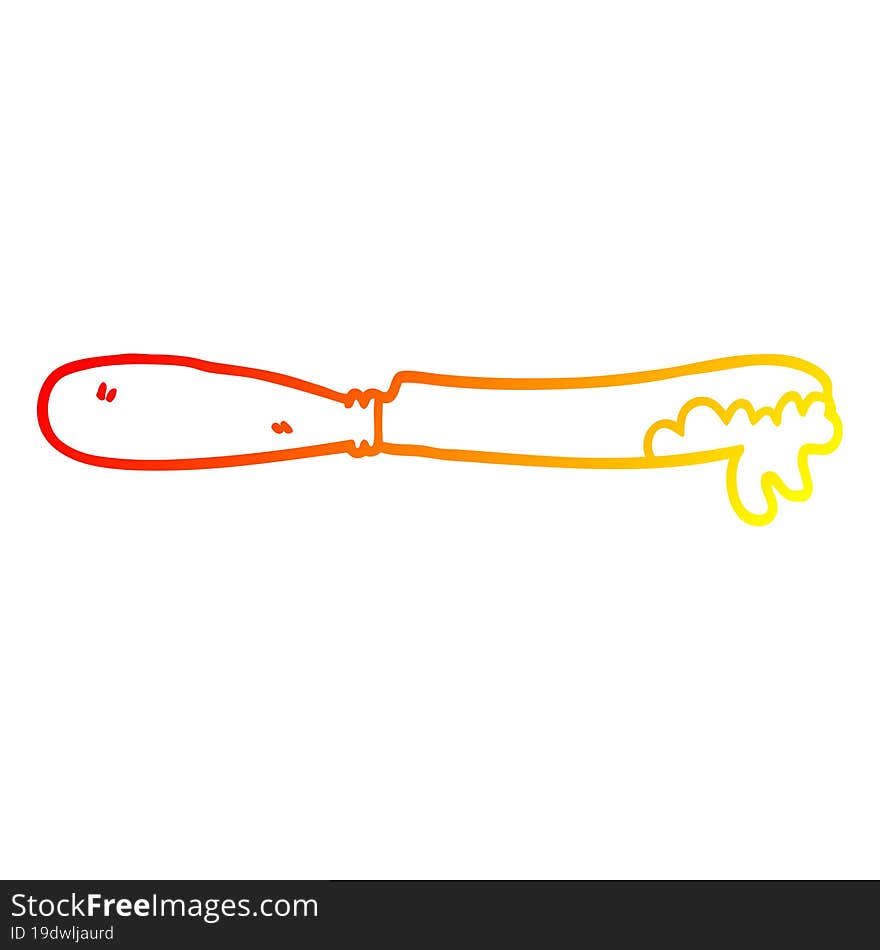 warm gradient line drawing of a cartoon butter knife