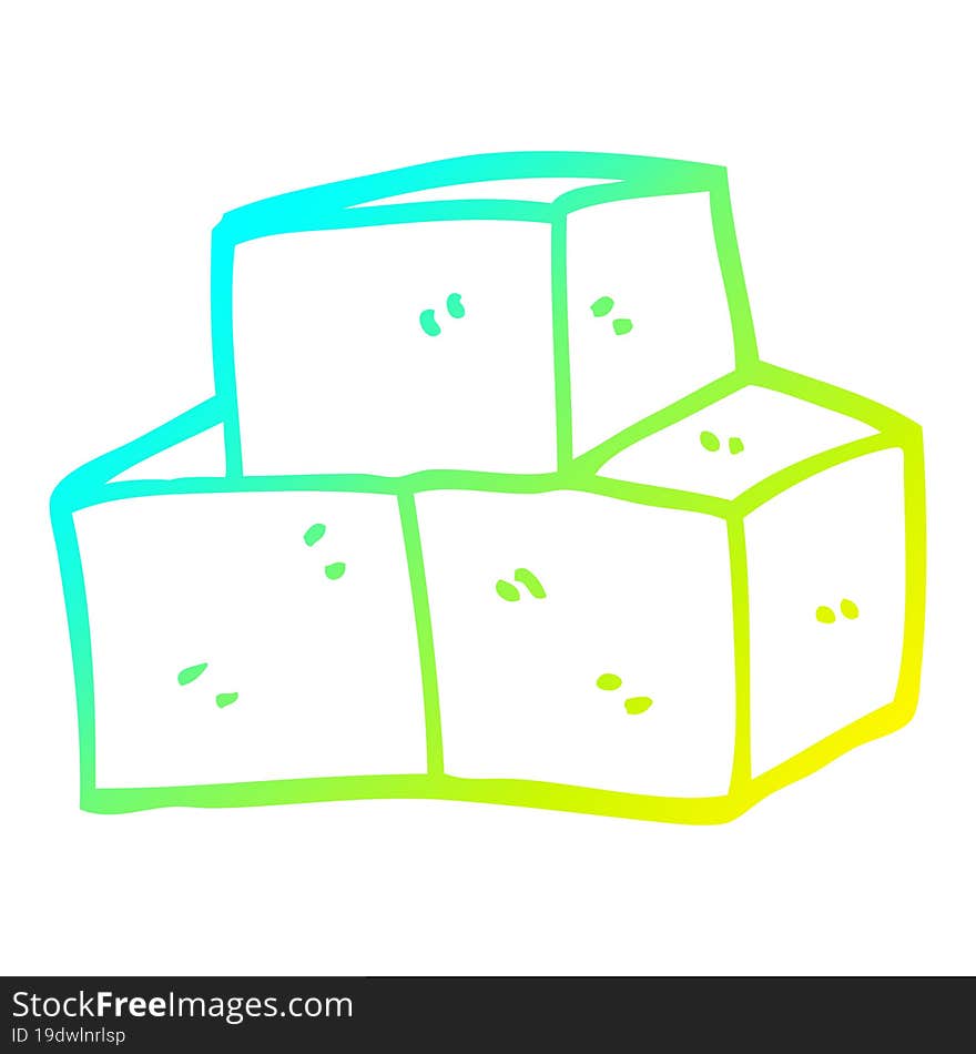 cold gradient line drawing of a cartoon breeze blocks