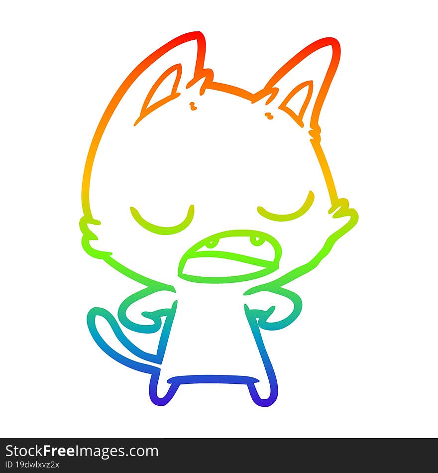 Rainbow Gradient Line Drawing Talking Cat Cartoon