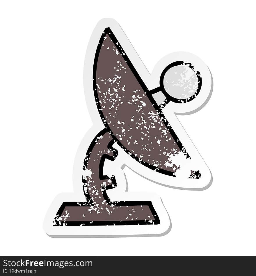 distressed sticker of a cute cartoon satellite dish