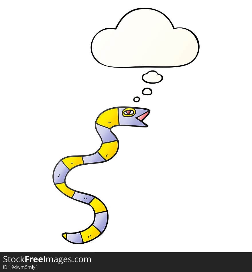 cartoon snake and thought bubble in smooth gradient style