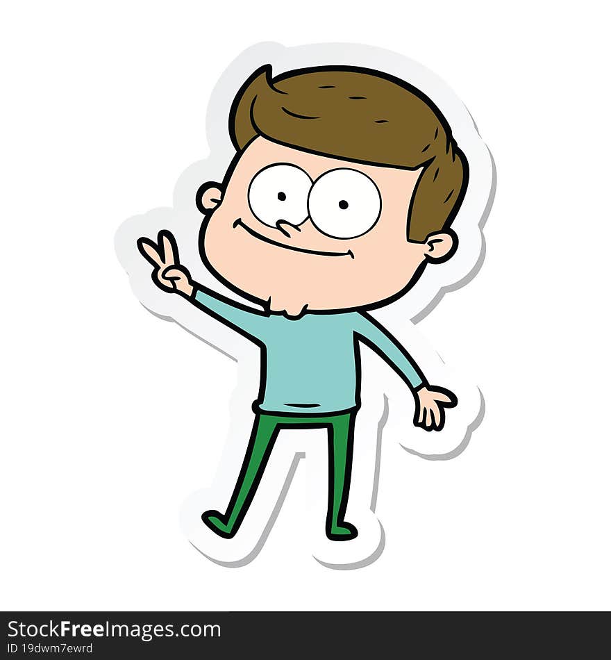 sticker of a cartoon happy man