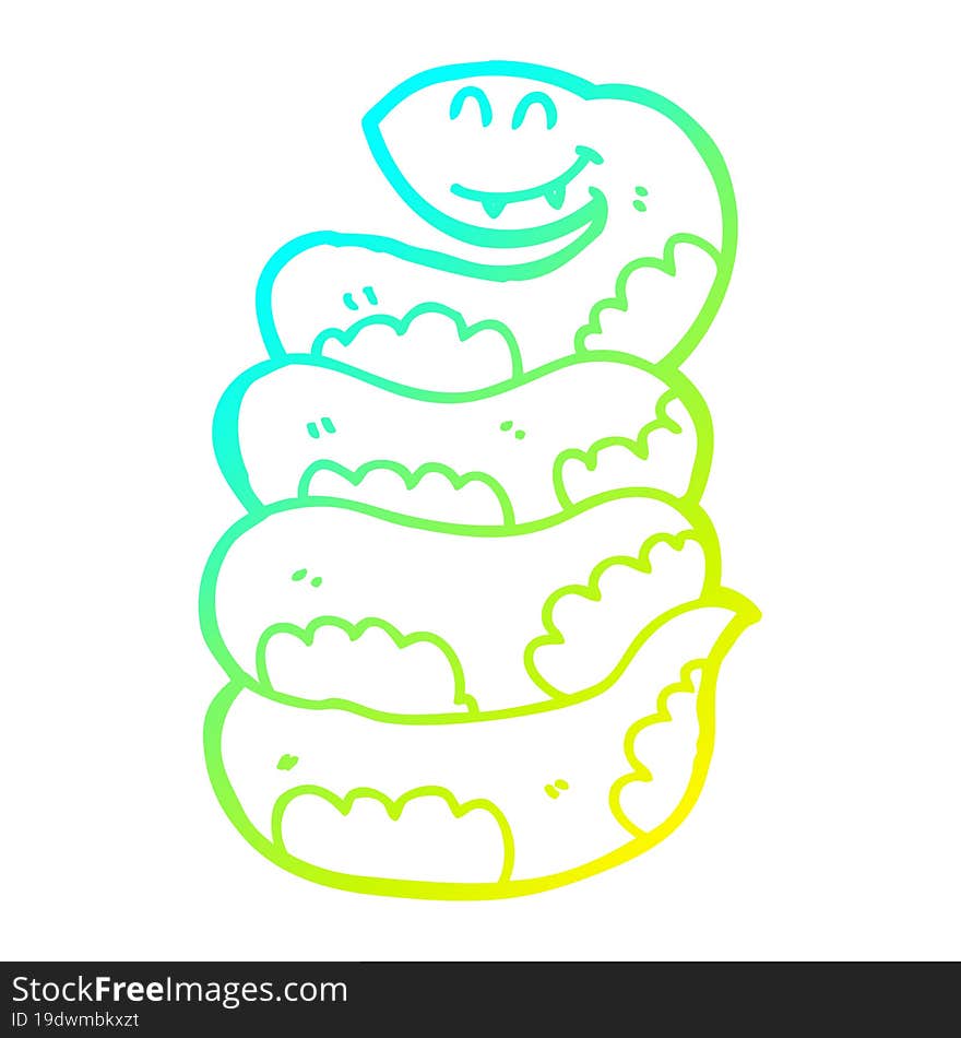 cold gradient line drawing cartoon snake