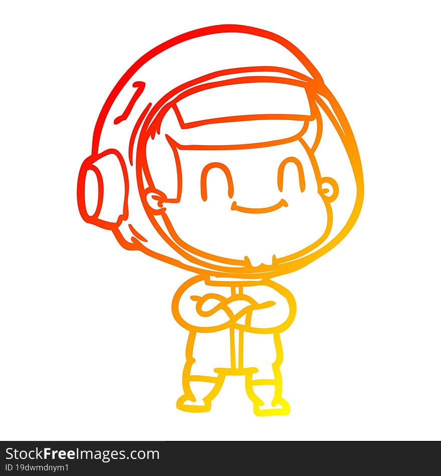 warm gradient line drawing happy cartoon astronaut man