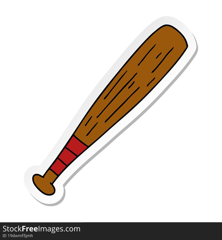 hand drawn sticker cartoon doodle of a baseball bat