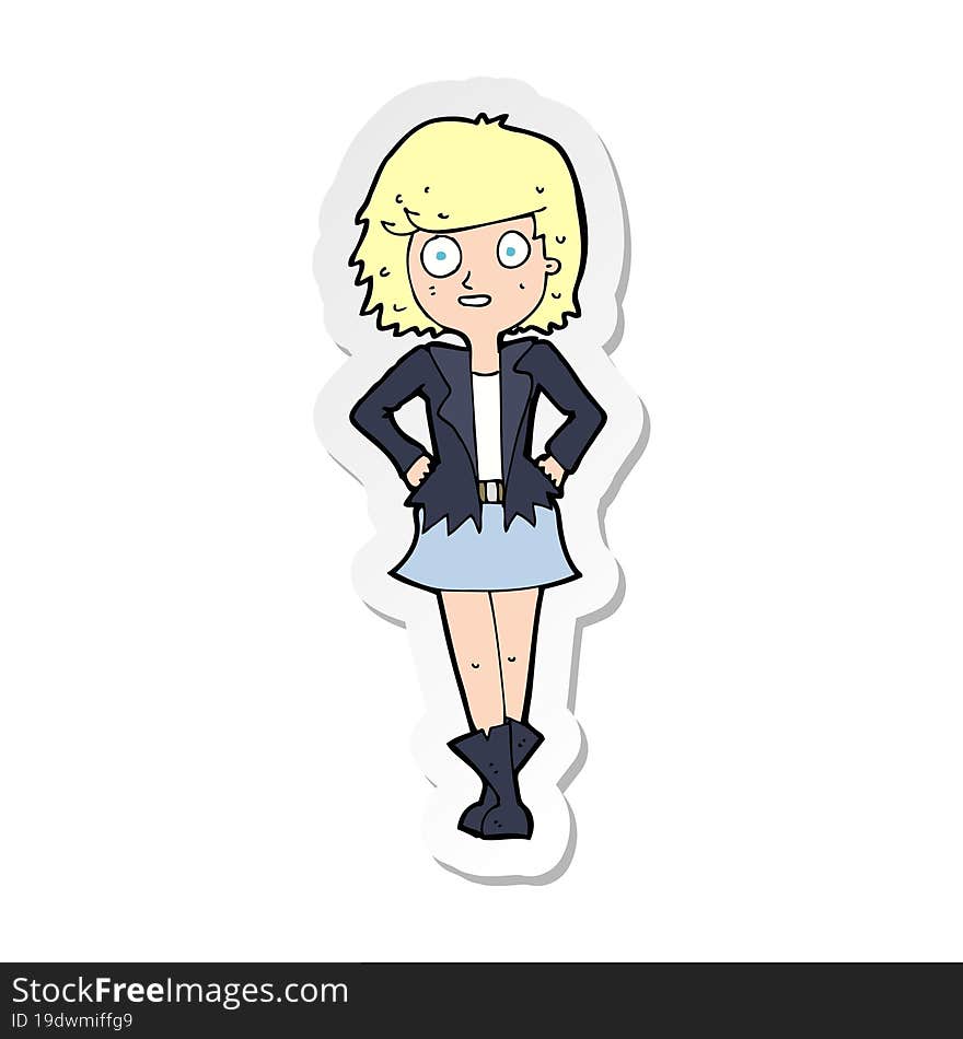 sticker of a cartoon girl in jacket