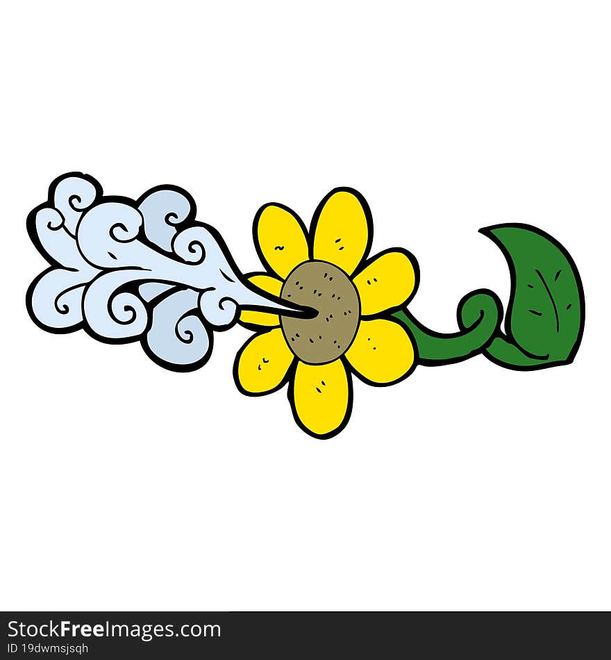 cartoon flower squirting water