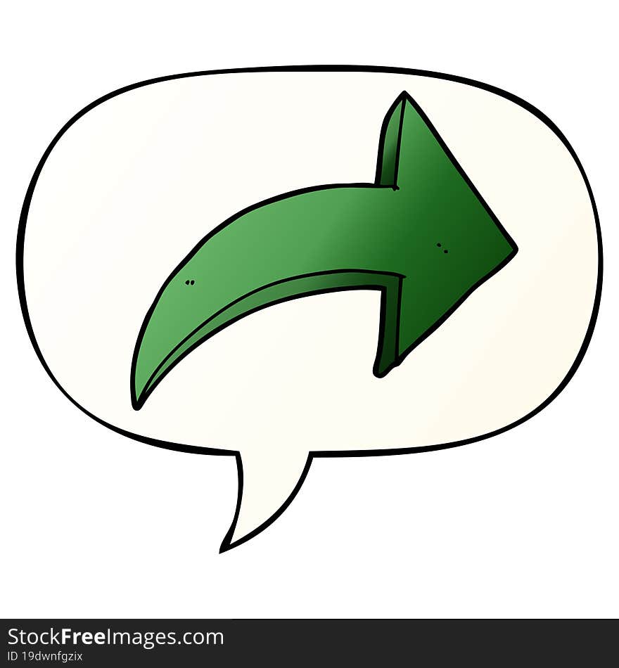 cartoon pointing arrow and speech bubble in smooth gradient style