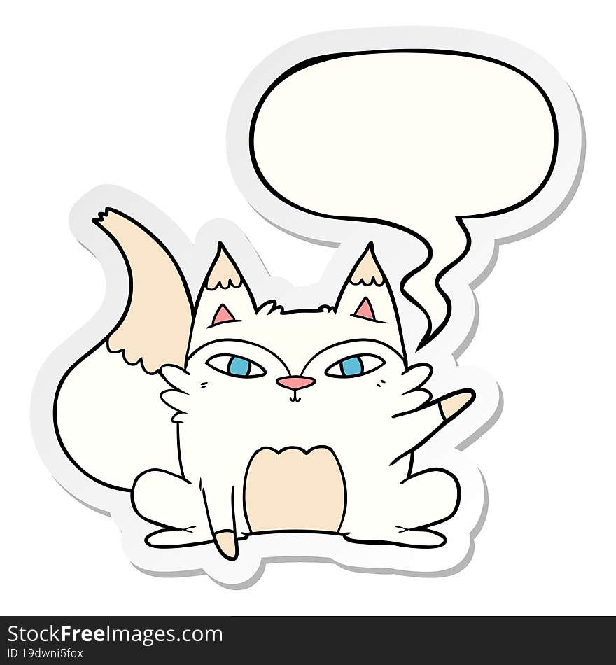 cartoon arctic fox and speech bubble sticker