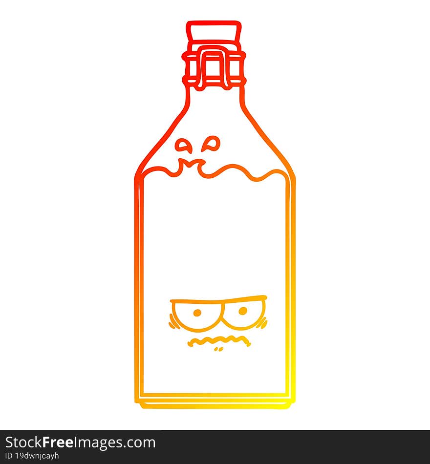 warm gradient line drawing cartoon old bottle