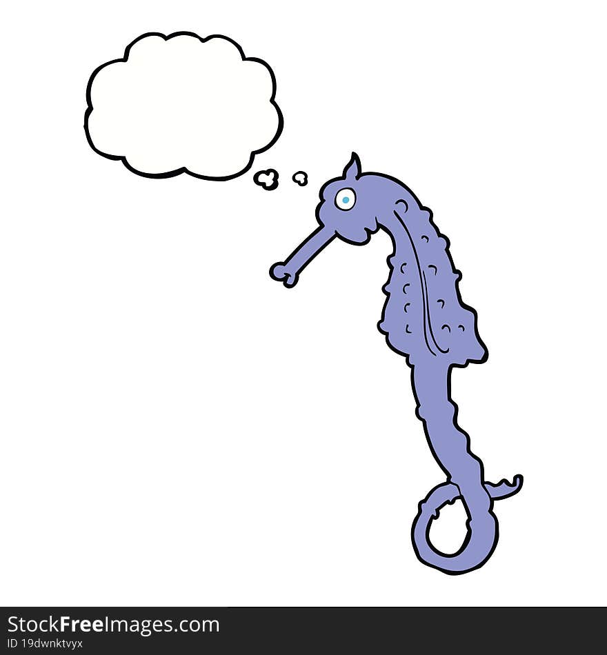 Cartoon Sea Horse With Thought Bubble