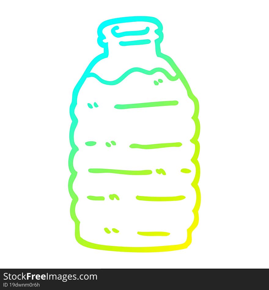 cold gradient line drawing cartoon water bottle