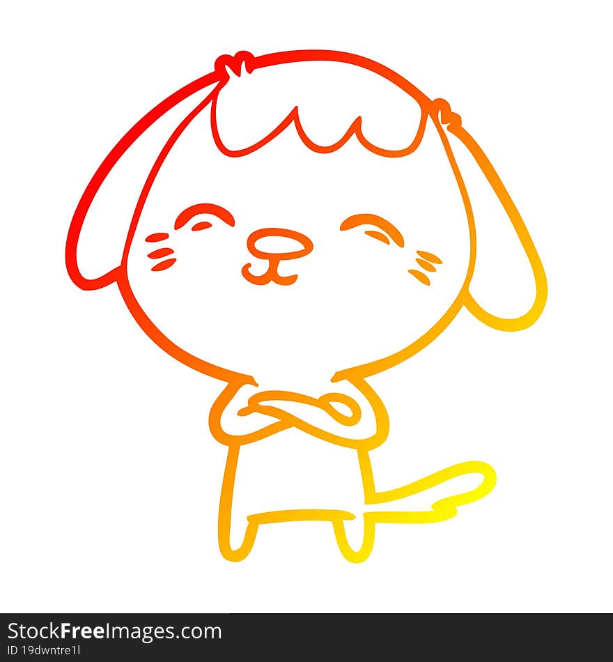 warm gradient line drawing happy cartoon dog