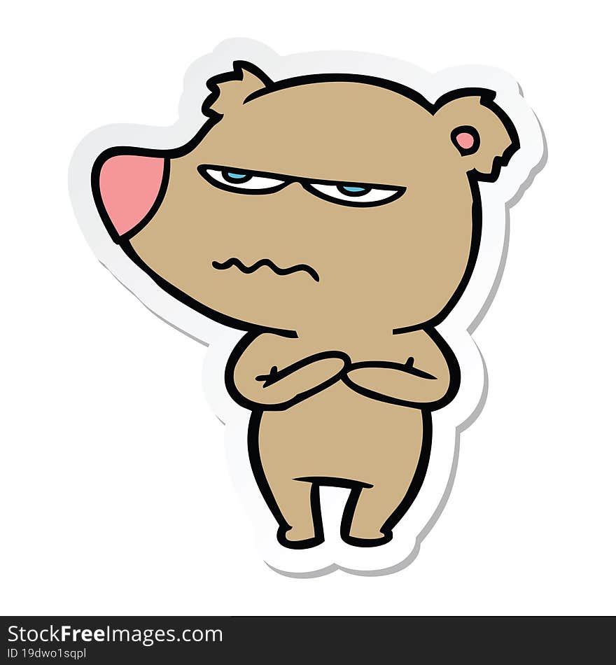 sticker of a angry bear cartoon