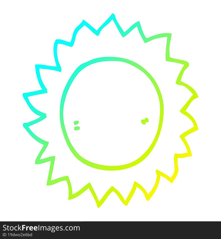 cold gradient line drawing cartoon sun