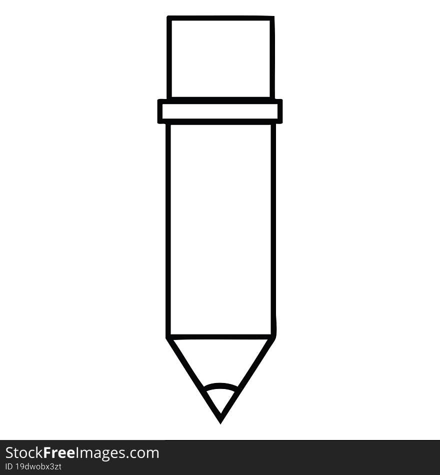 line drawing cartoon of a of a pencil