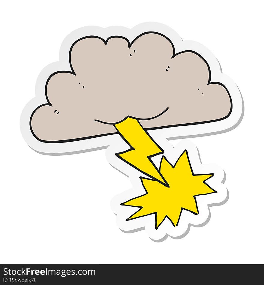 sticker of a cartoon storm cloud