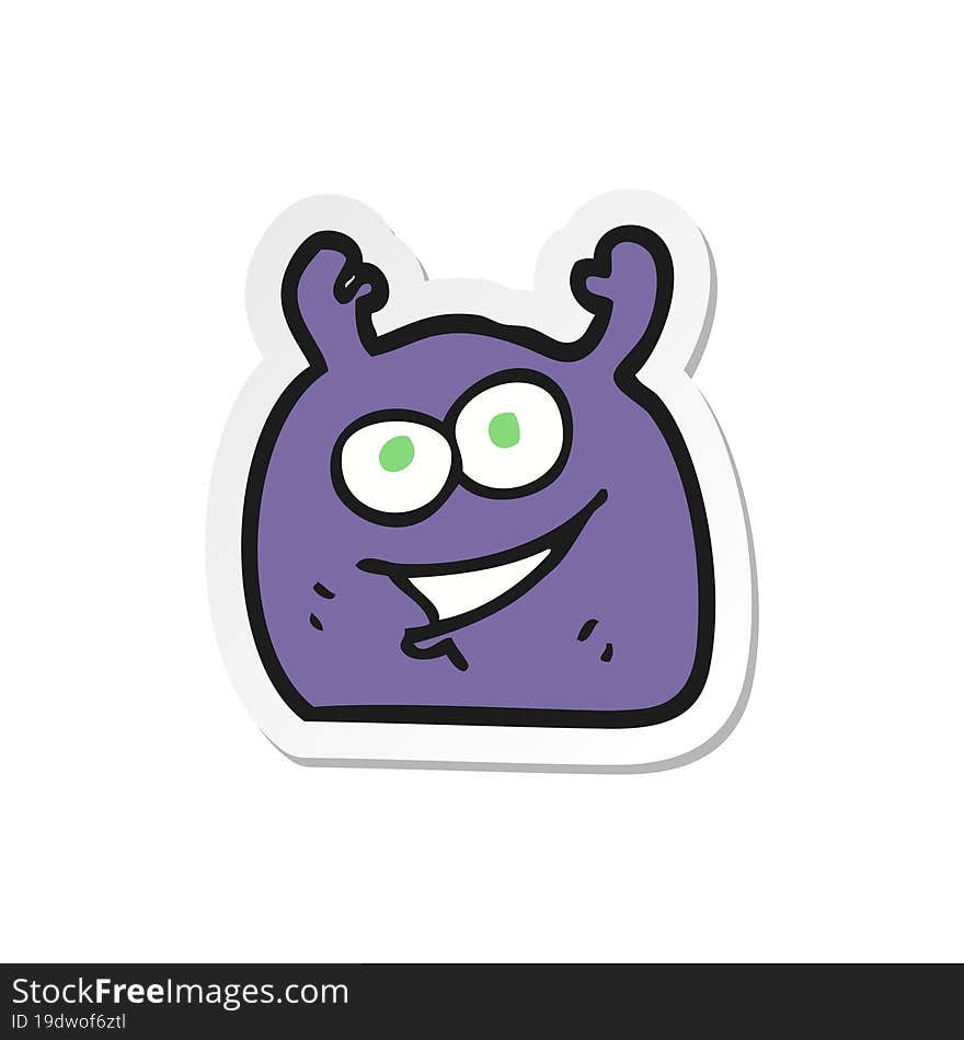 Sticker Of A Cartoon Little Alien