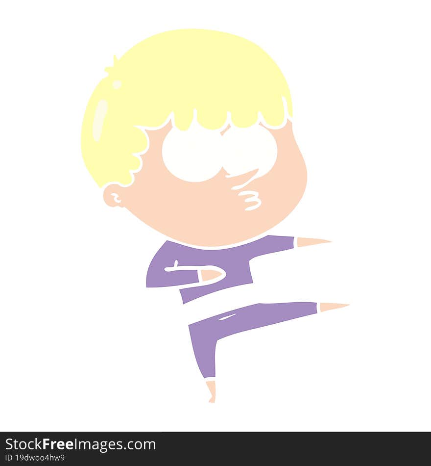 Flat Color Style Cartoon Curious Boy Dancing