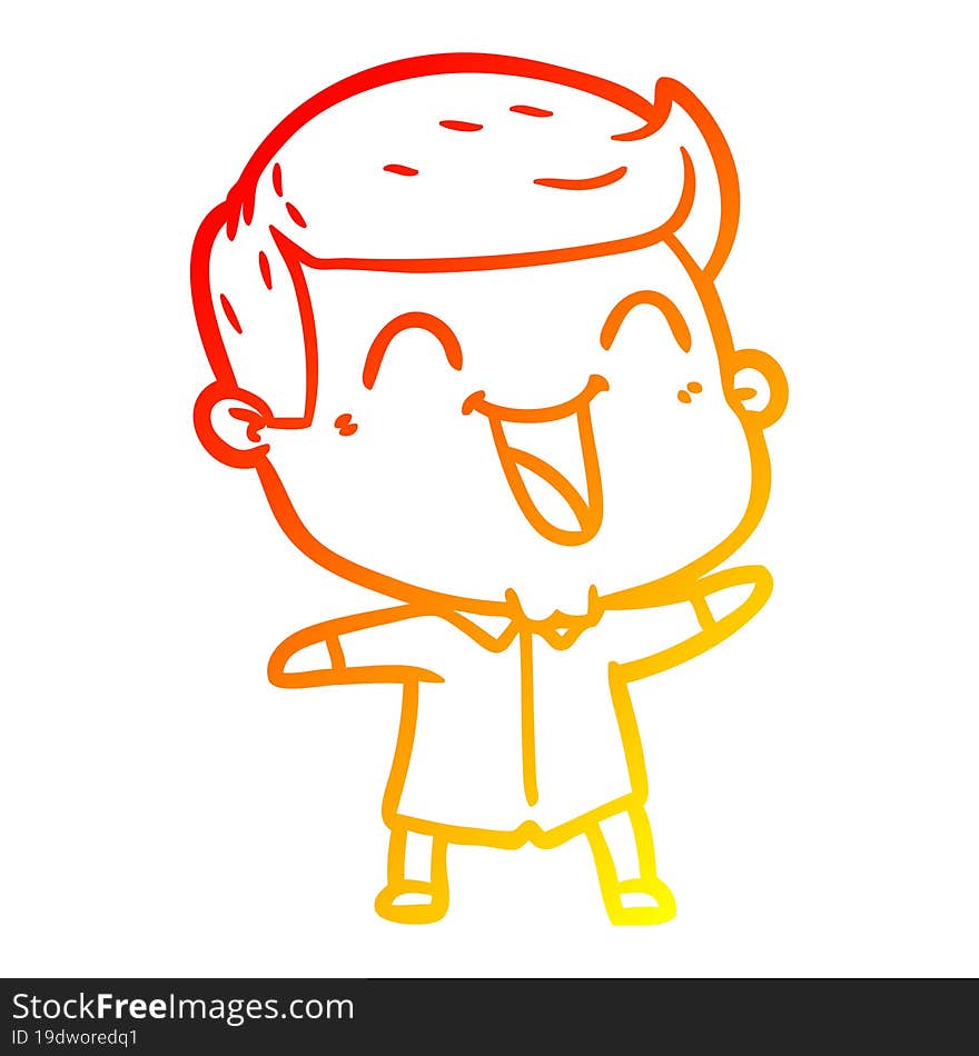 warm gradient line drawing of a cartoon man laughing