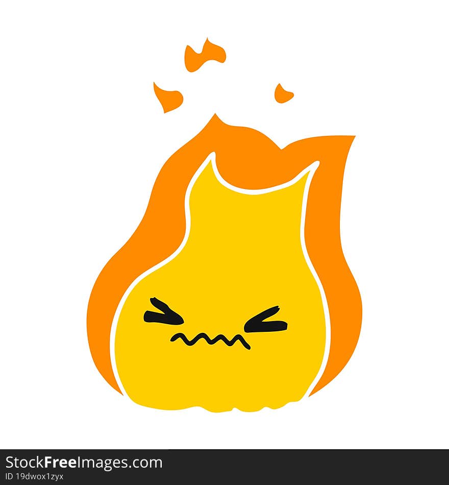 freehand drawn cartoon of cute kawaii fire flame