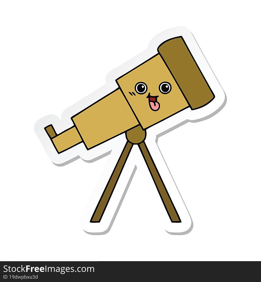 sticker of a cute cartoon telescope