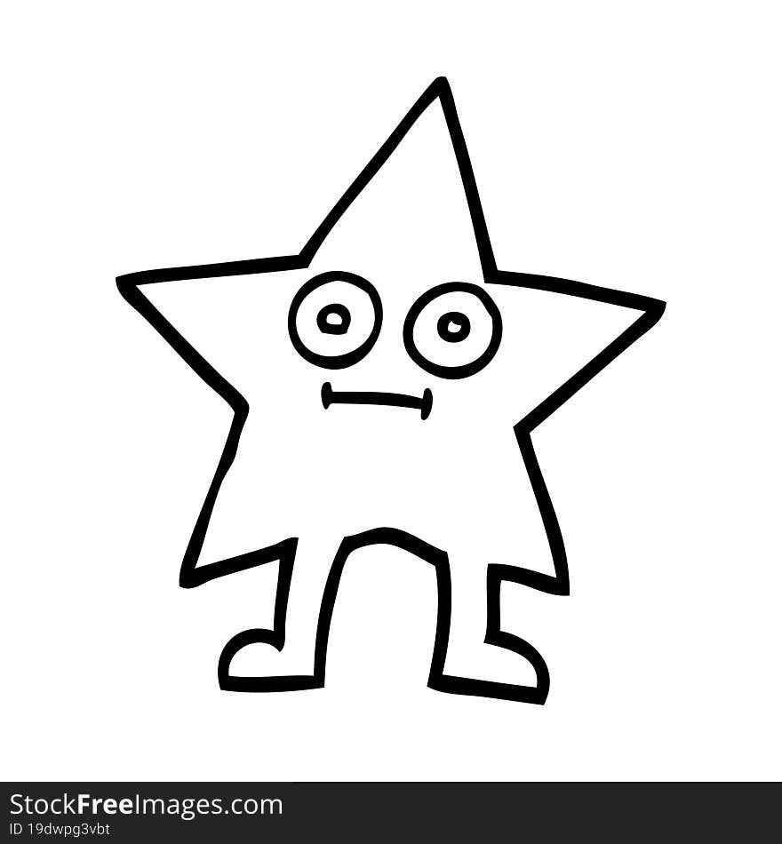 black and white cartoon star character