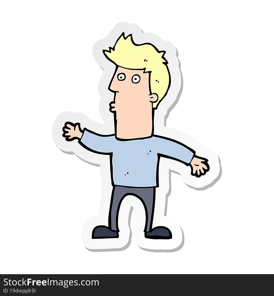 sticker of a cartoon surprised man