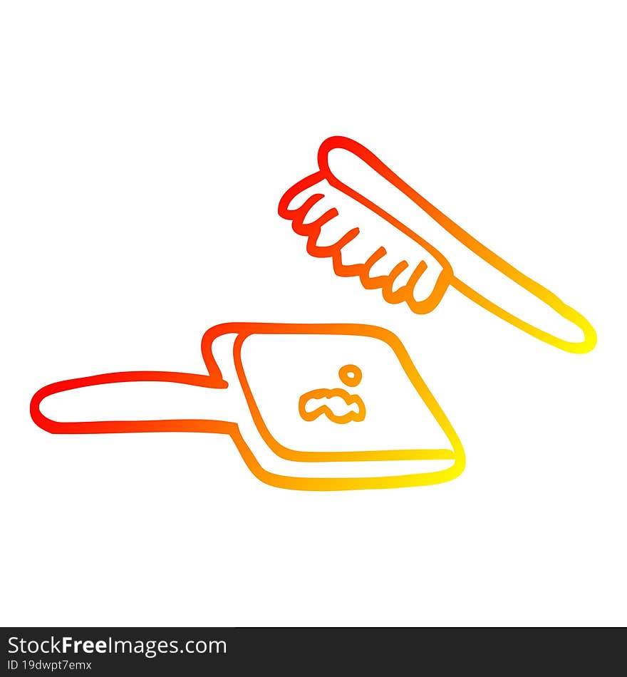 warm gradient line drawing of a cartoon brush and mirror