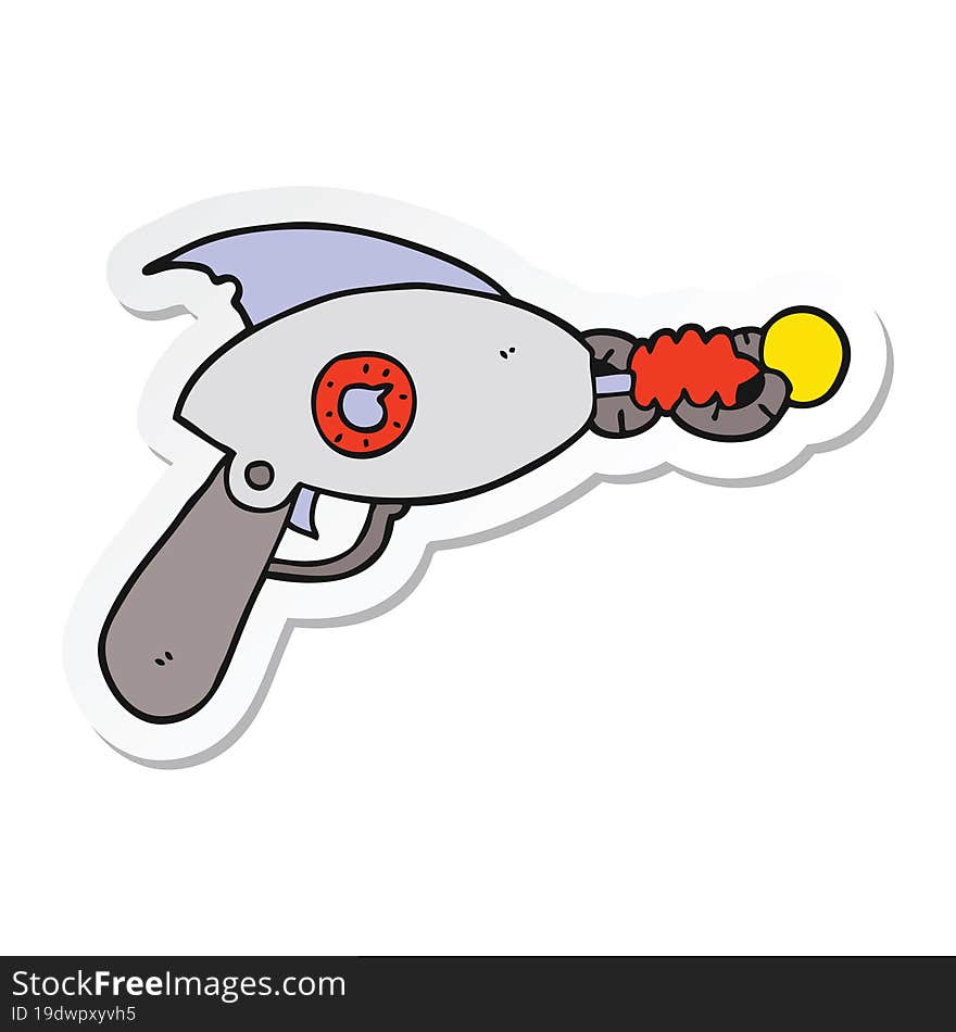 sticker of a cartoon ray gun