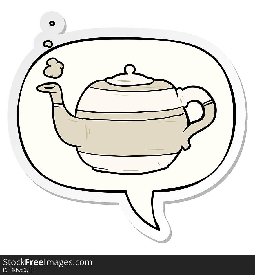 cartoon tea pot and speech bubble sticker