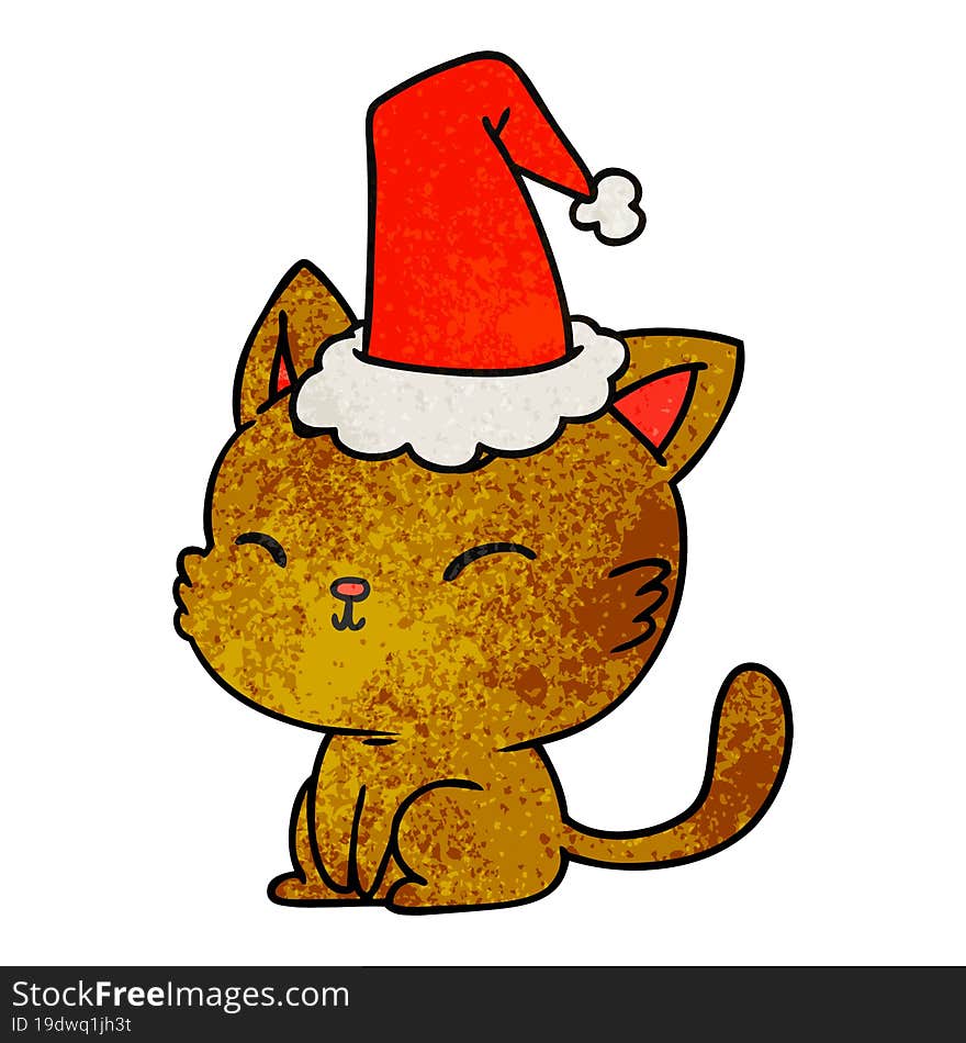 christmas textured cartoon of kawaii cat